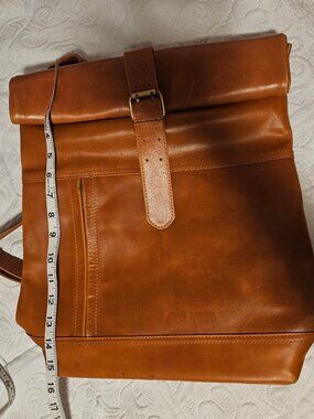 Vietnamese Handmade Cowhide Rolltop Backback - from Hoi An